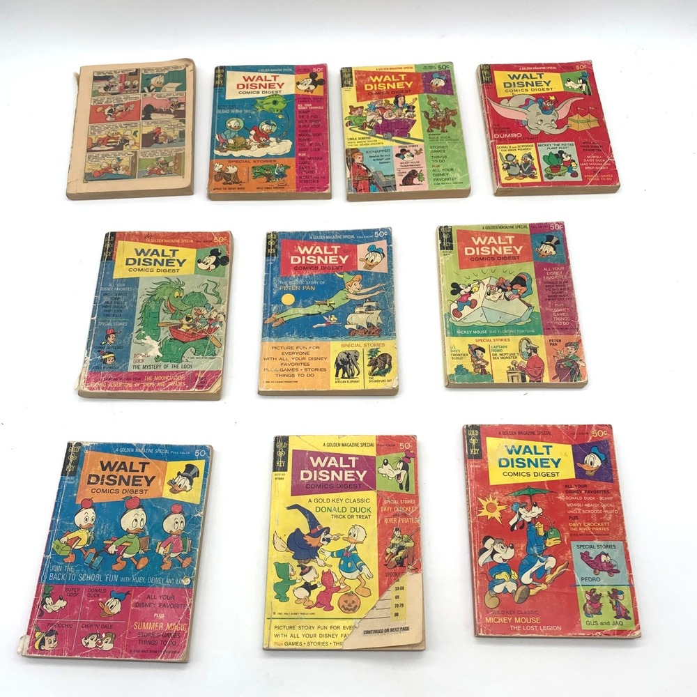 Vintage Walt Disney Comics Digest Lot 10 Silver Bronze Age Gold Key Pocket Books